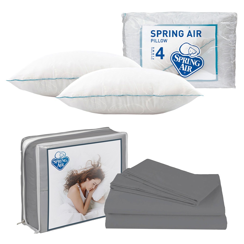 Sábanas Matrimonial Spring Air Basic Grey + 2 Almohadas Spring Air Osos